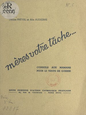 cover image of Mères, votre tâche...